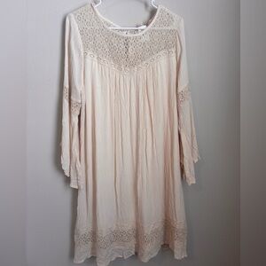 Magnolia Lace BOHO BOHEMIAN Ivory Beige Lace Dress Bell Sleeve